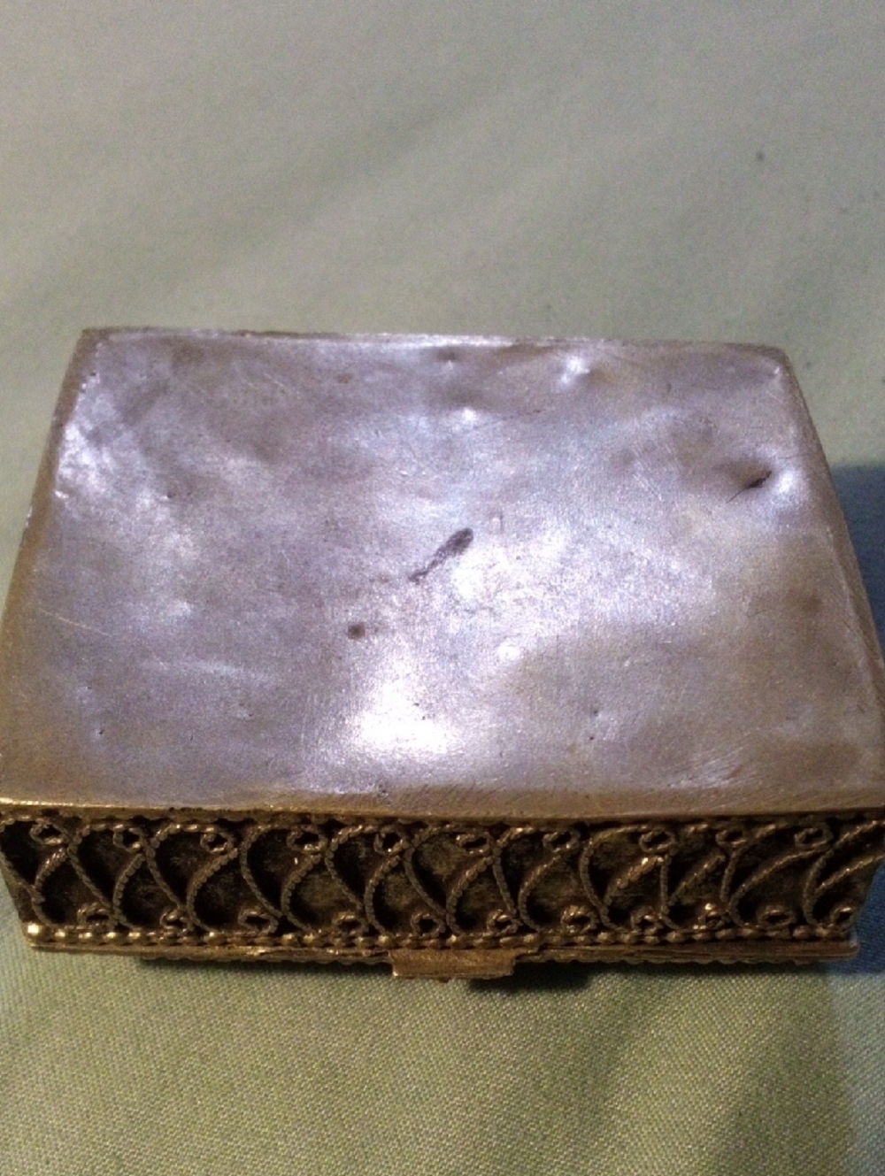 Gold-Brass Tone Multicolor Stone Jewelry Box - Picture 6 of 9